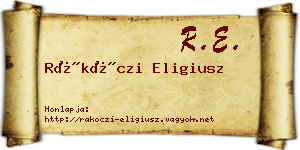 Rákóczi Eligiusz névjegykártya